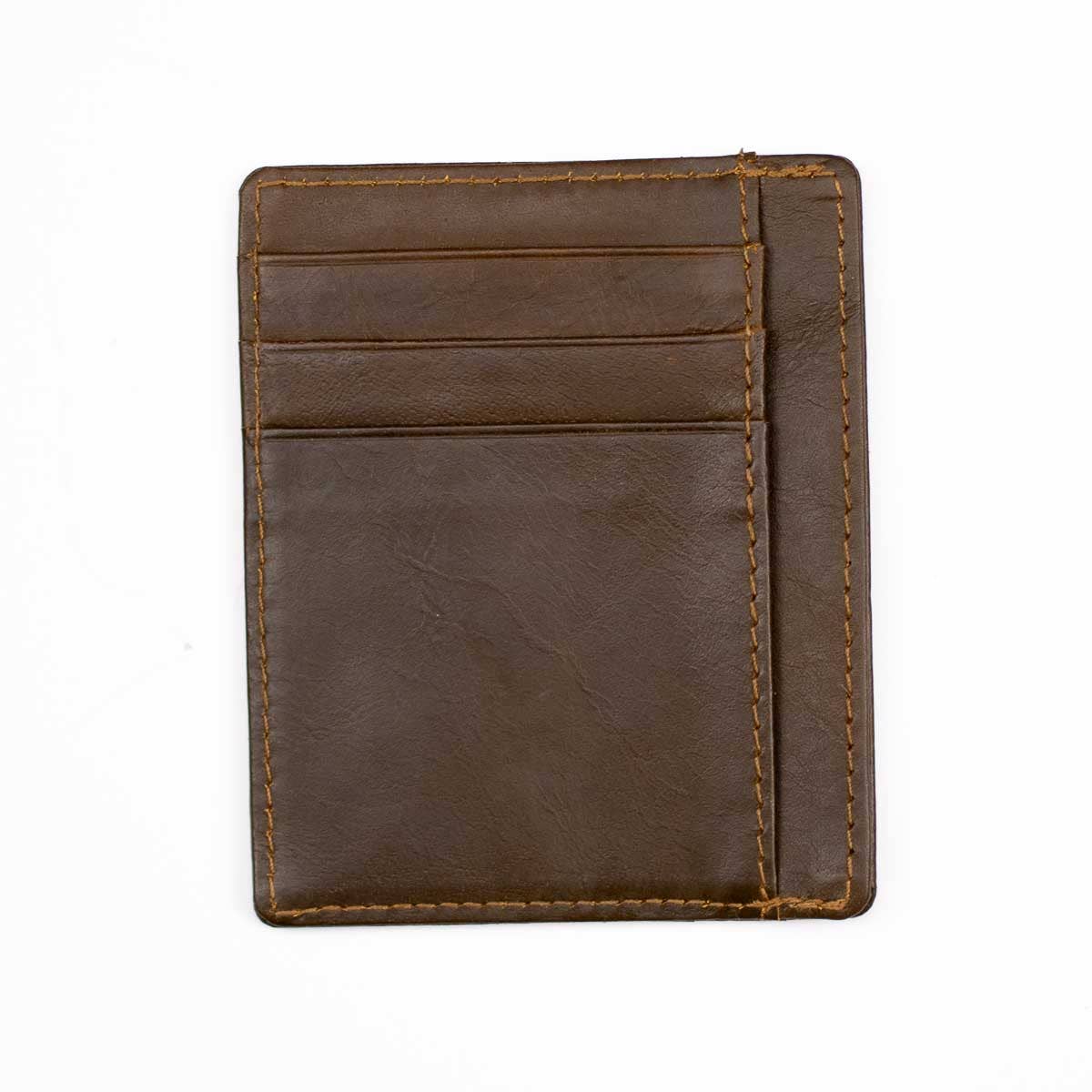 Horseshoe Leather Embossed Slim Wallet Dark Brown 3.5x4