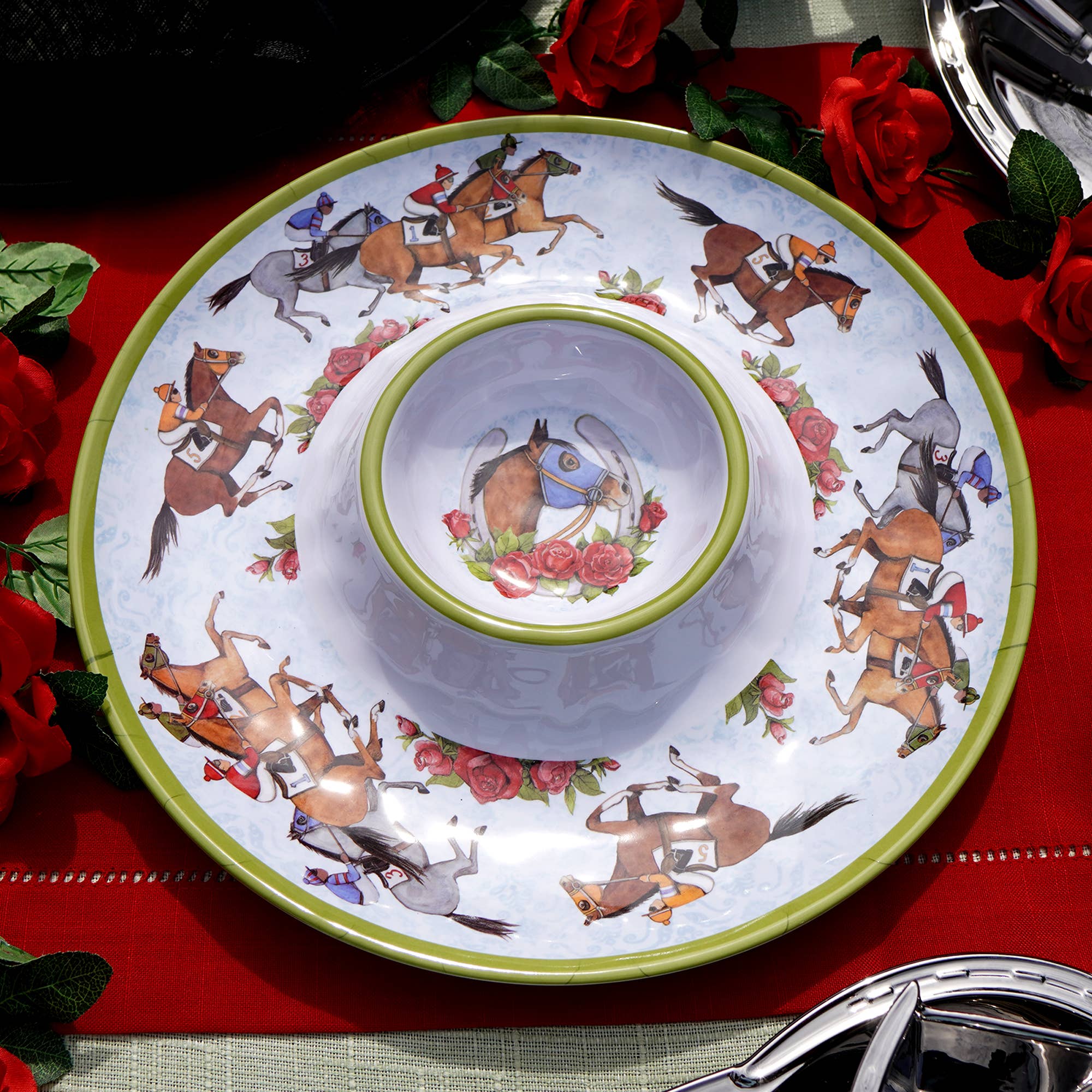 Day at the Races Melamine Chip & Dip 14.5