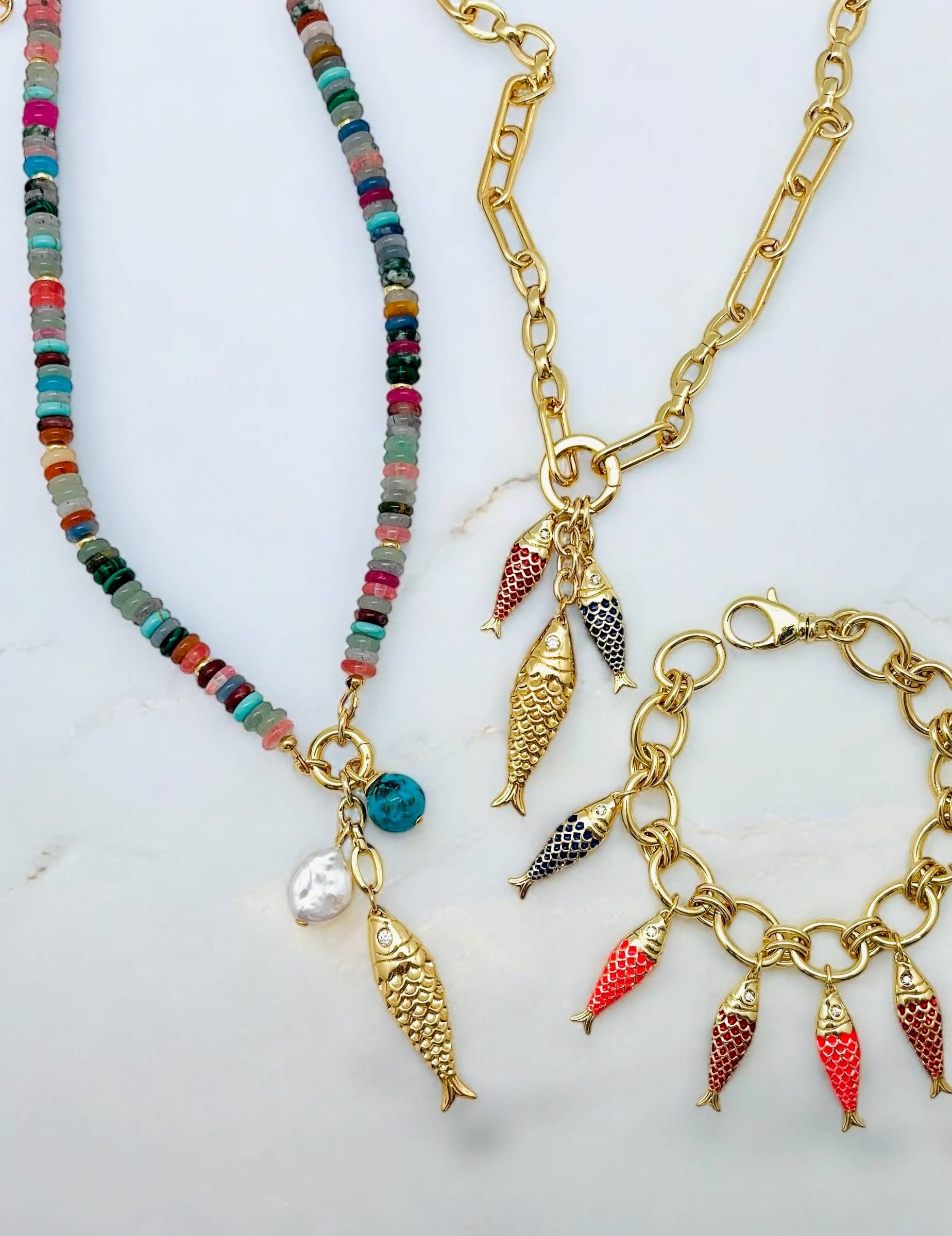 Marina Trio Pendant Charm Necklace