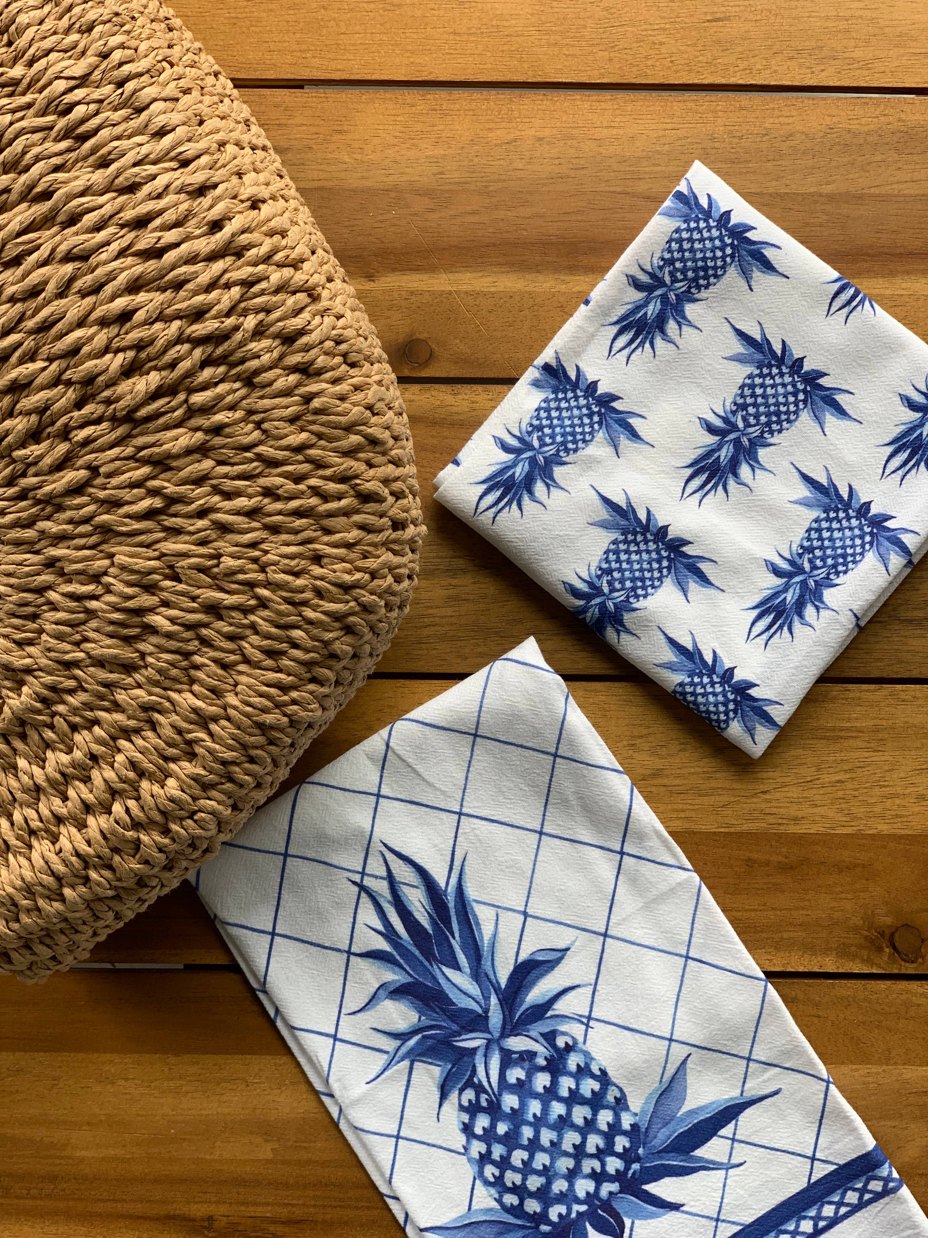 Blue Pineapple All Over Kitchen Towel - Sally Eckman Roberts